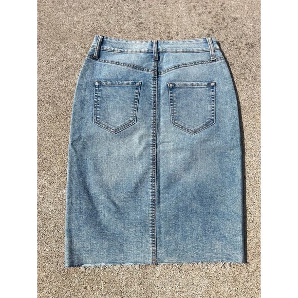 Wild Fable Skirt Women Size XS Light Wash Denim Front Back Full Zip Midi Grunge - Picture 6 of 6